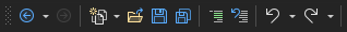 Screenshot della barra degli strumenti in Visual Studio, che include pulsanti per aggiungere e rimuovere commenti di codice.