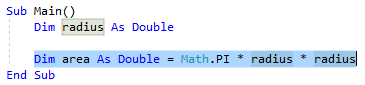 Screenshot del codice di Visual Basic per main sub. In tale sub viene evidenziata una riga di codice.