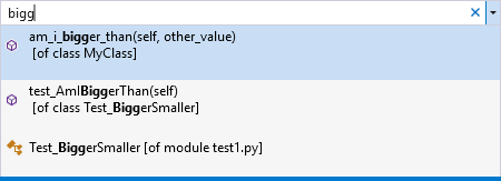 Screenshot che mostra il comando Vai A in Visual Studio.