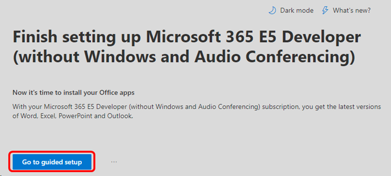 Impostazione guidata di Microsoft 365 Developer