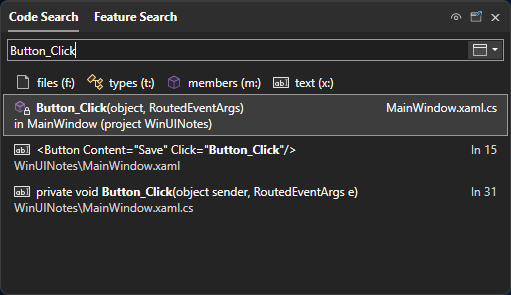 Cerca in Visual Studio