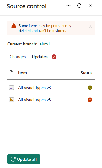 更新タブが開き、「すべて更新」ボタンが選択されているコントロールパネルのスクリーンショット。