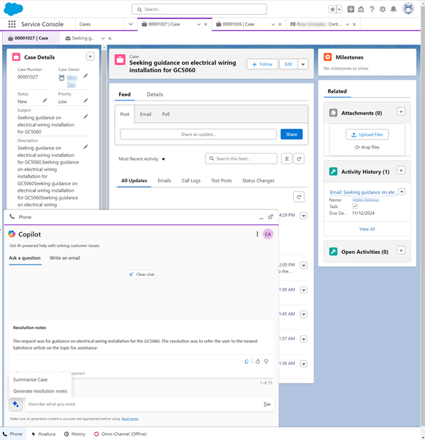 Copilot funksjoner i ikke-Microsoft CRMs.
