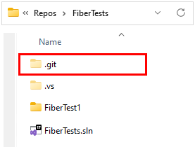 Schermopname van de Git-map, het Git-ignorebestand en het Git-attributenbestand in Windows Verkenner.