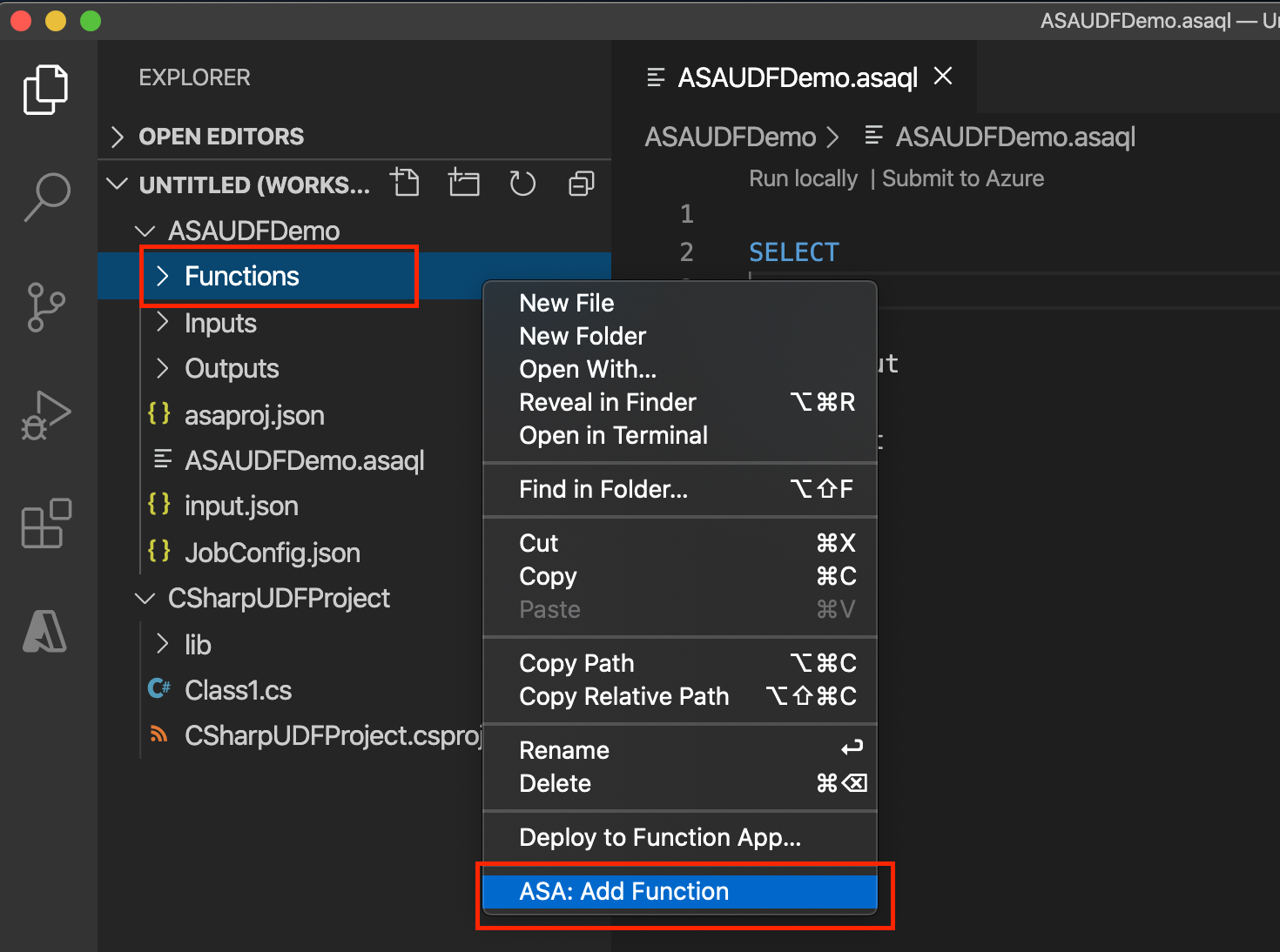 Nieuwe functie toevoegen in Azure Stream Analytics-project