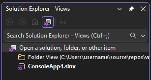 Schermopname van de mapweergave in Solution Explorer in Visual Studio.