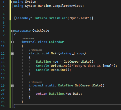 Schermopname met C Sharp-code.