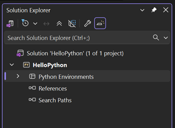 Schermopname van de standaardomgeving in Solution Explorer in Visual Studio.