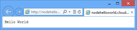 Uma janela do navegador exibindo a página olá, mundo; a URL indica que a página está hospedada no Azure.
