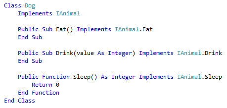 Screenshot da classe resultante - Visual Basic.