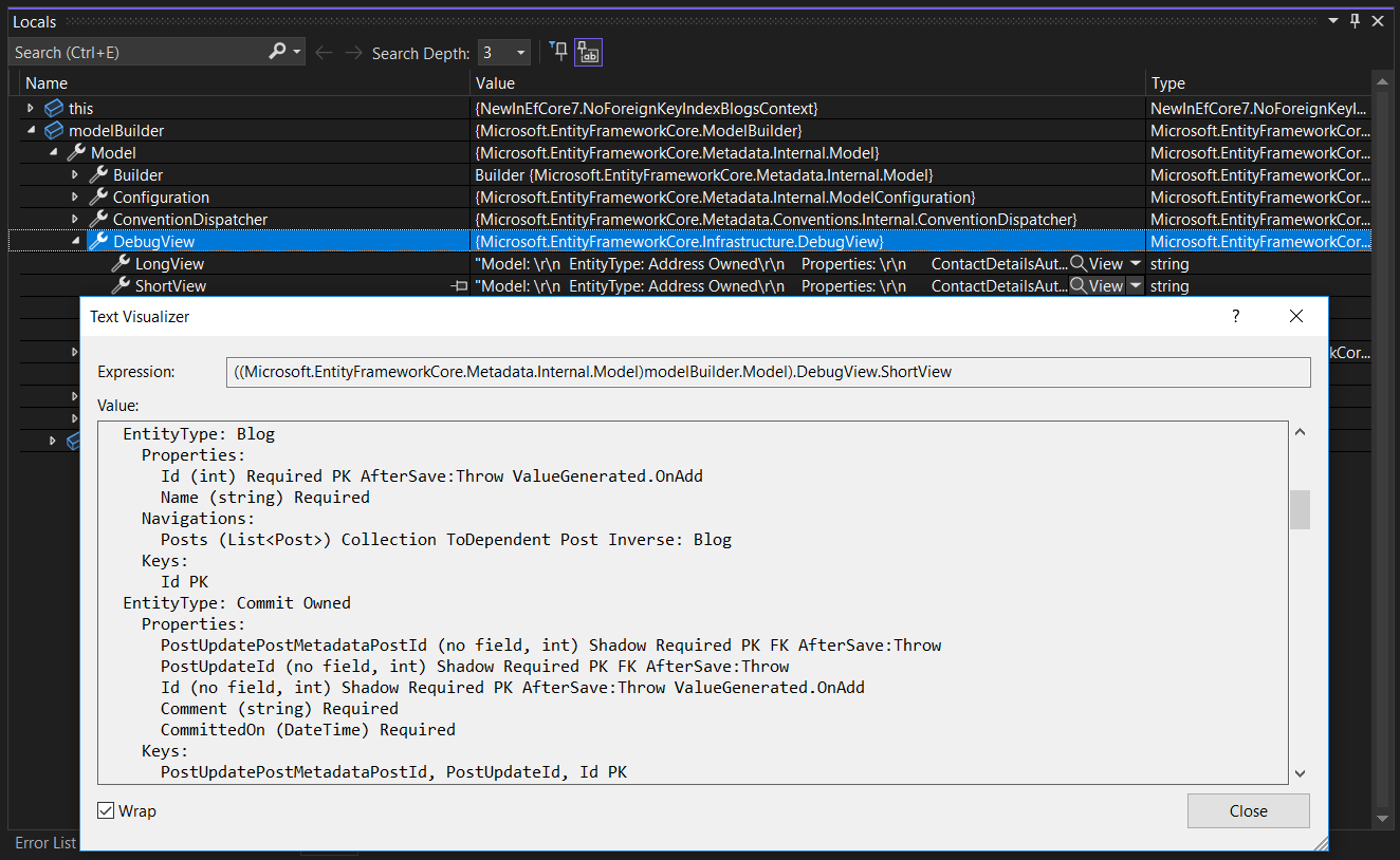 Komma åt felsökningsvyn för modellverktyget från Visual Studio-felsökningsprogrammet